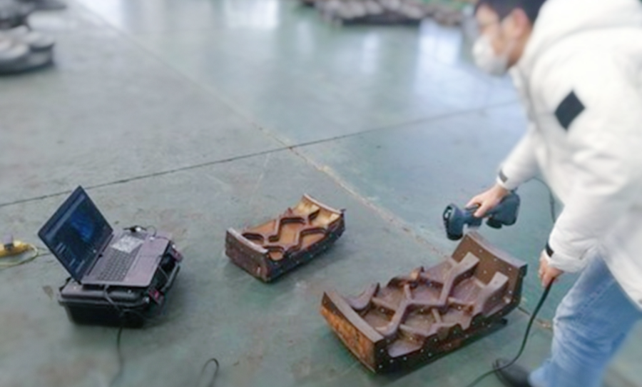 现场扫描不同类型的轮胎模具    RigelScan广泛应用于轮胎模具的三维质量检测和3D逆向设计  ▲单件扫描时长平均为10min
